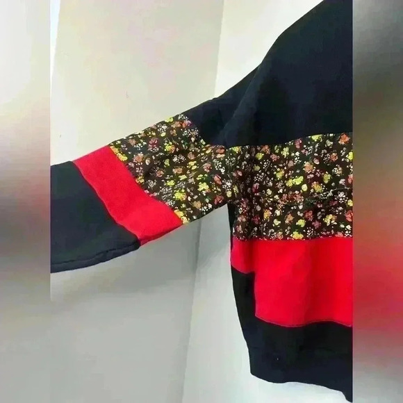 Zara Womens Black Red Floral Preppy Prep Pull Over Scoop Neck Sweater Small - Picture 3 of 7
